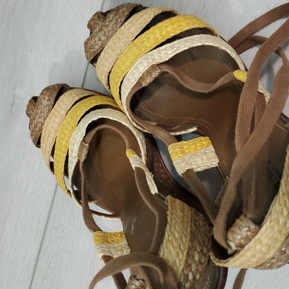 Bottega Veneta Womens Lace Up Wedge Sandals shoes sz 39.5/9.5 - Picture 13 of 14